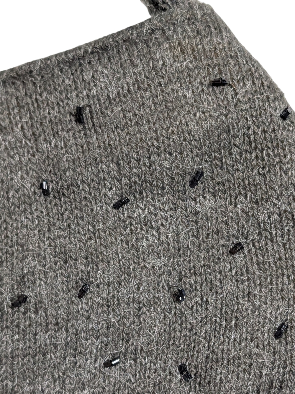 Bath Body Works Gray Knit Y2k Beaded Small Shoulder Bag Cozy Dark Academia Fairy - Picture 2 of 7